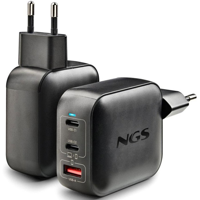 NGS Cargador de Pared GaN BUD100WTINY 100W con 2xUSB-C y 1xUSB-A Negro NGS Cargador de Pared GaN BUD100WTINY 100W con 2xUSB-C y 1xUSB-A Negro